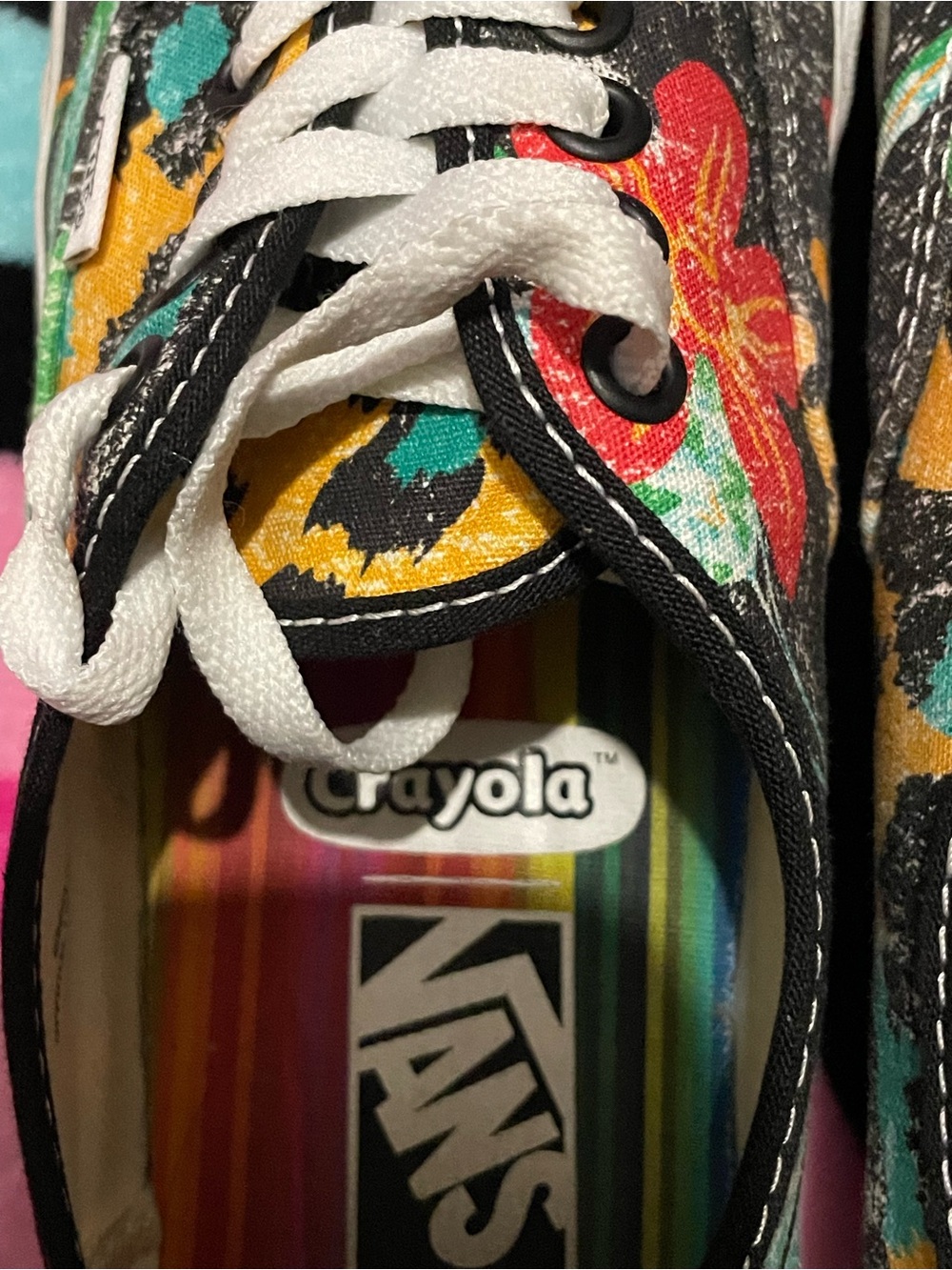 Vans x Crayola Authentic Tropical Leopard Floral Sneakers Women 8.5 Men 7 RARE - Picture 3 of 11
